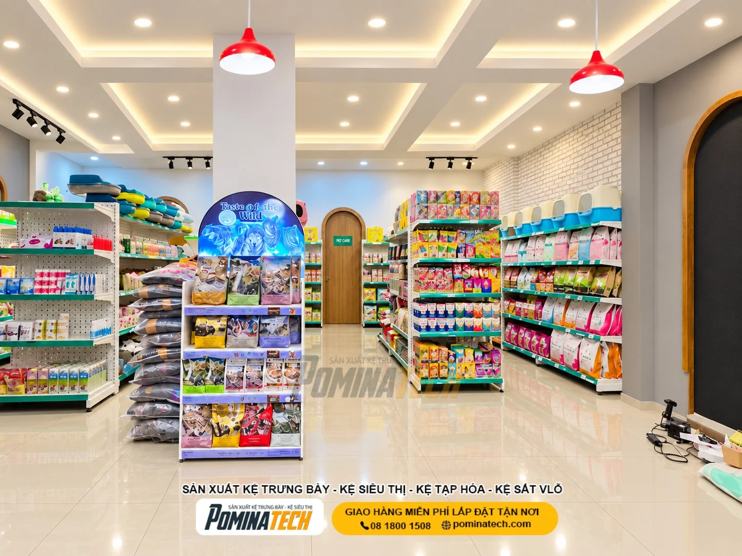 Kệ Trưng Bày Thức Ăn Và Phụ Kiện Thú Cưng Cho Pet Shop