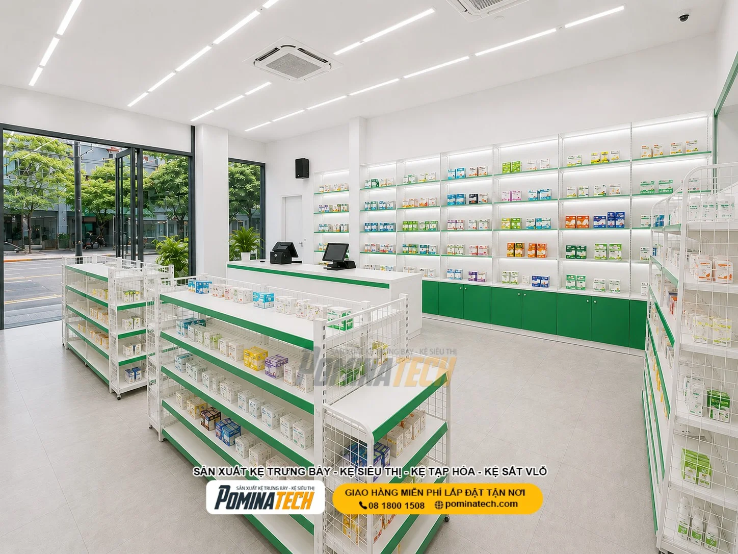 Kệ Trưng Bày Thực Phẩm Bảo Vệ Sức Khỏe Cho Nhà Thuốc Chuyên Nghiệp