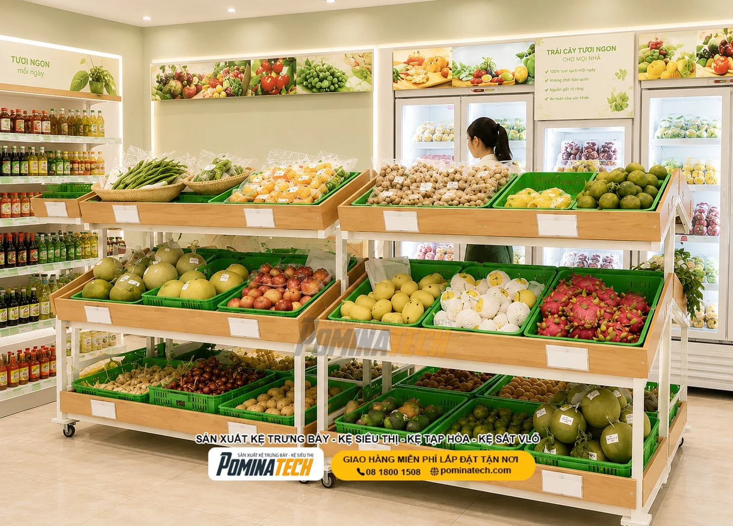 Kệ Trưng Bày Trái Cây Đa Năng Cho Cửa Hàng Thực Phẩm Và Minimart