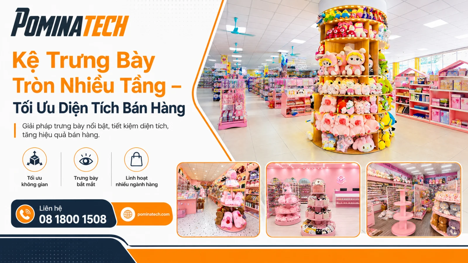 Kệ Trưng Bày Tròn Nhiều Tầng – Mẫu Đẹp, Gọn, Dễ Bố Trí