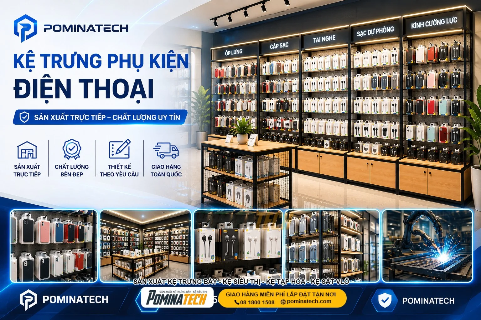 kệ trưng phụ kiện điện thoại