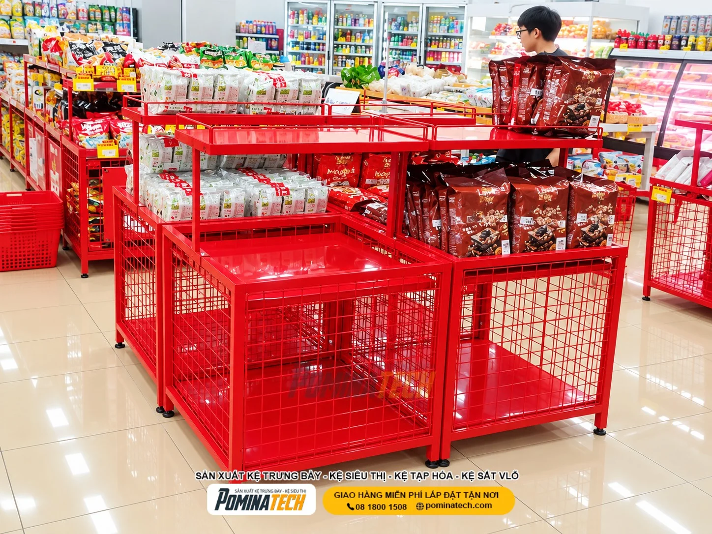 Kệ vuông theo kích thước phù hợp từng không gian cửa hàng