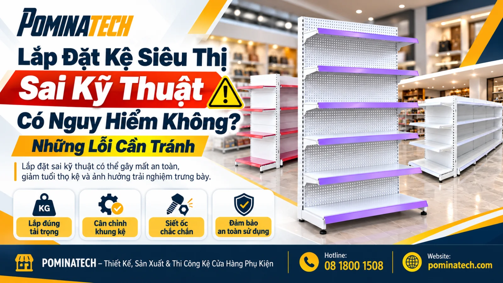 Lắp đặt kệ siêu thị sai kỹ thuật gây nguy cơ nghiêng đổ và mất an toàn