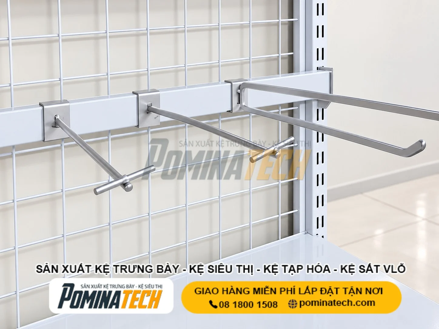 Mẫu kệ móc treo siêu thị bền đẹp dễ trưng bày