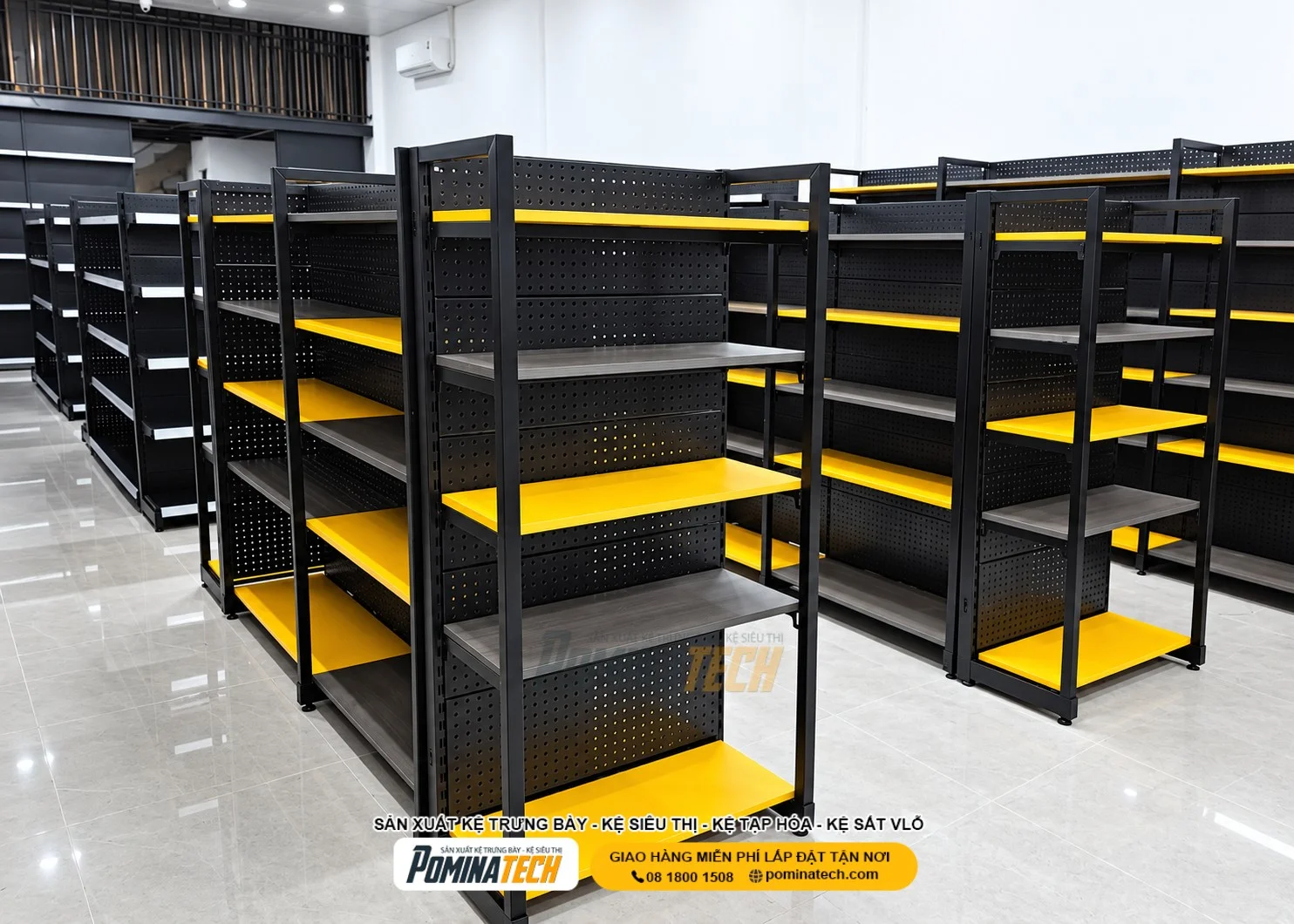 Mẫu kệ đơn siêu thị 5 tầng tối ưu diện tích cho cửa hàng bách hóa nhỏ