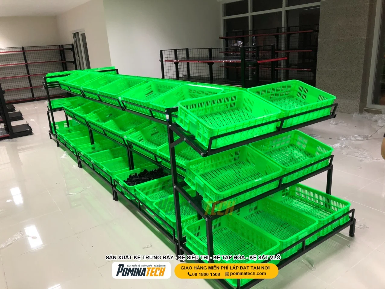 Mẫu kệ rau củ nhiều tầng dành cho cửa hàng thực phẩm