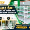 Mẫu kệ siêu thị 4 tầng lưng lưới giúp không gian cửa hàng trông nhẹ nhàng hơn
