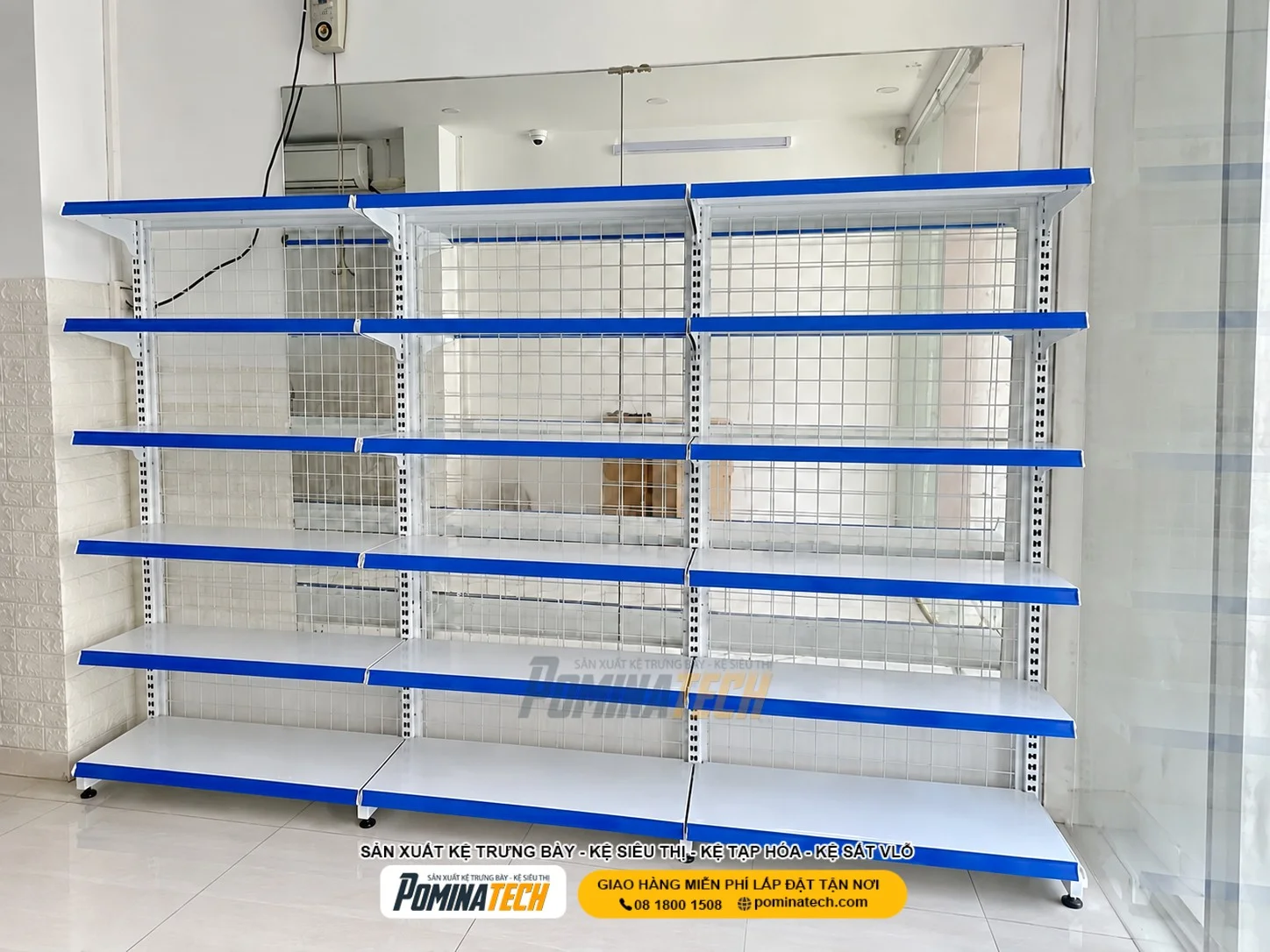 Mẫu kệ siêu thị 6 tầng giúp sắp xếp sản phẩm gọn gàng và tăng tính thẩm mỹ