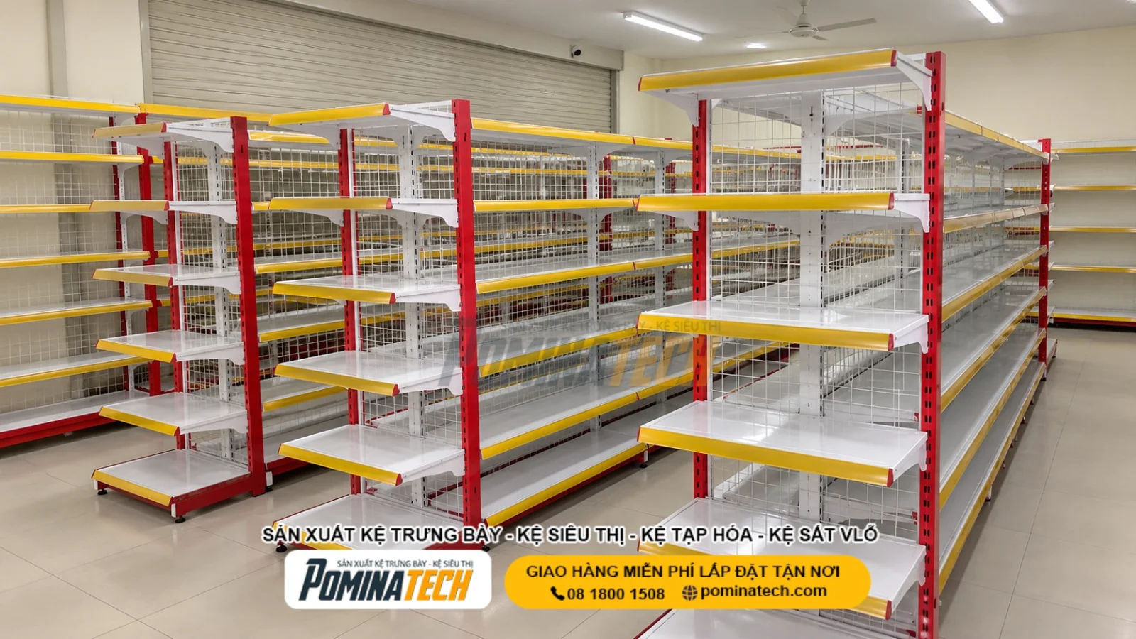 Mẫu Kệ Siêu Thị Lưng Lưới 6 Tầng giúp trưng bày hàng hóa khoa học, tăng tính thẩm mỹ và tối ưu diện tích cửa hàng