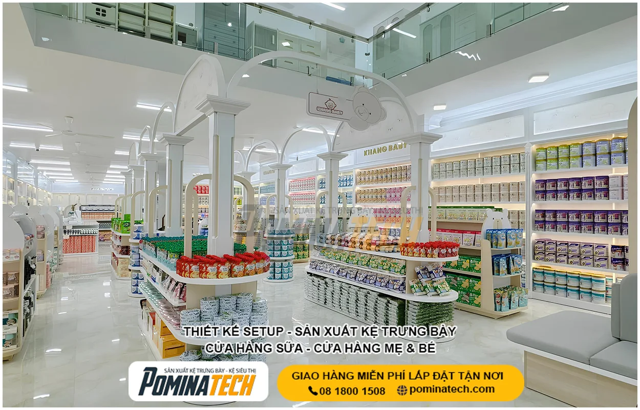 Mẫu Kệ Sữa Đẹp, Hiện Đại Cho Shop Mẹ Bé Và Cửa Hàng