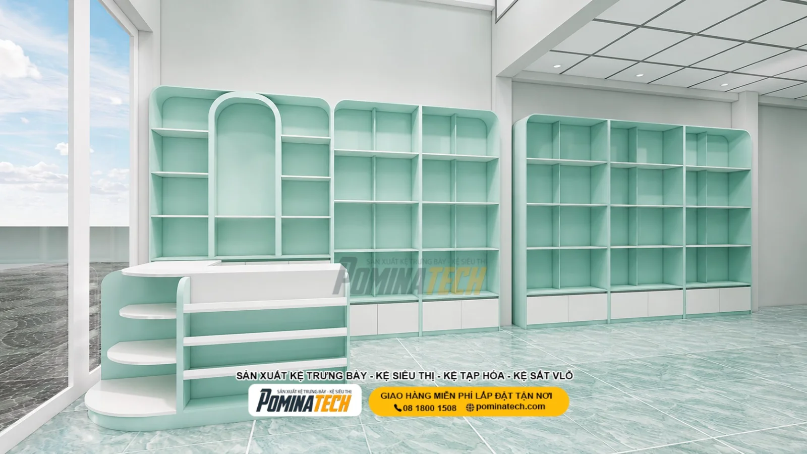 Pominatech Thi Công Kệ Siêu Thị Mẹ Bé Đẹp, Tối Ưu Không Gian