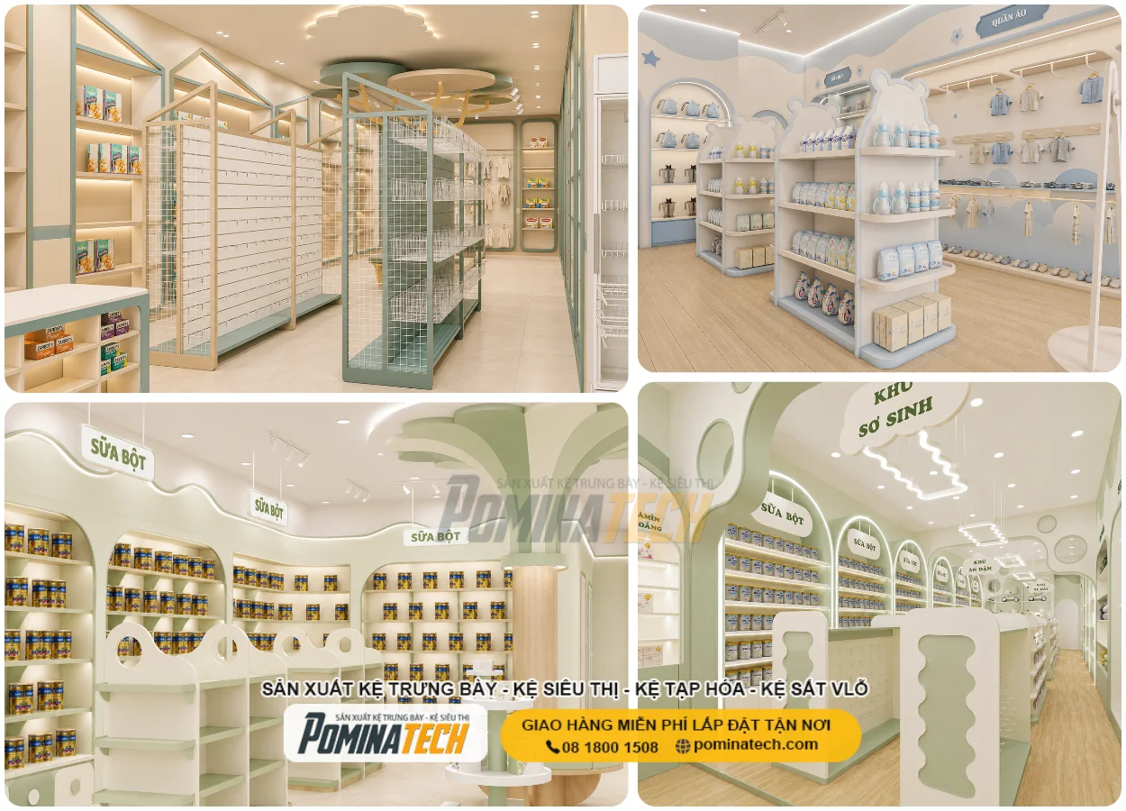 Pominatech Thiết Kế & Thi Công Kệ Mẹ Và Bé Trọn Gói Tại TP.HCM