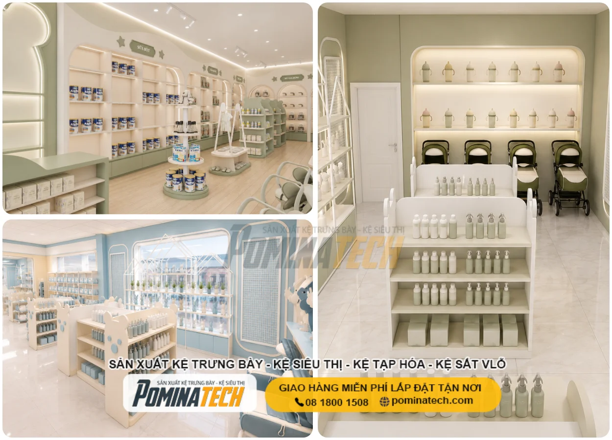 Pominatech – Xưởng Thi Công Kệ Siêu Thị Mẹ Và Bé Giá Tốt TP.HCM