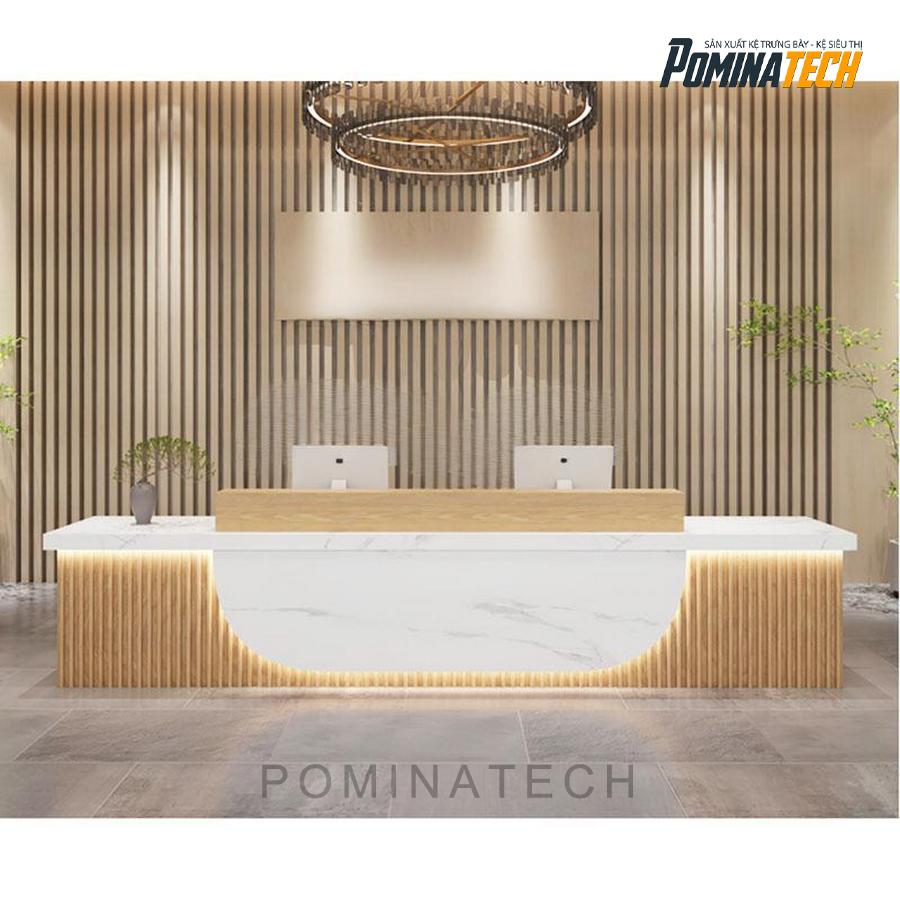 quay le tan cao cap Quầy Lễ Tân Cao Cấp Với Thiết Kế Tối Giản và Đèn LED Sang Trọng