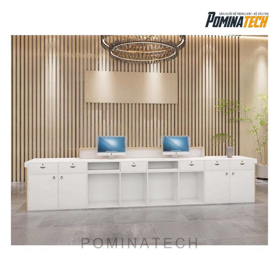 quay le tan cao cap Quầy Lễ Tân Cao Cấp Với Thiết Kế Tối Giản và Đèn LED Sang Trọng