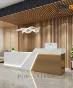 Quầy Lễ Tân Chất Lượng Cao Với Ánh Sáng LED Tinh Tế, Phong Cách Tối Giản