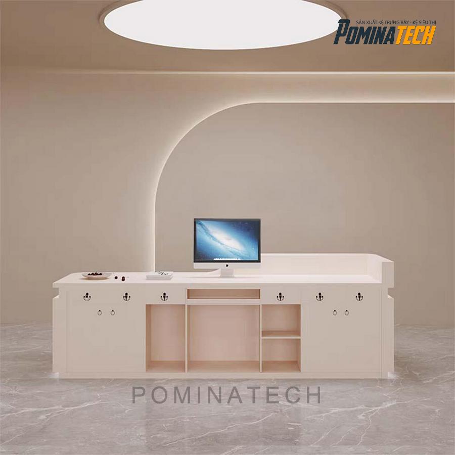 quay le tan dep mat Mẫu Quầy Lễ Tân Đẹp Mắt, Tối Giản Với Đường Cong Tinh Tế Cho Văn Phòng