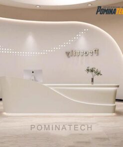 Quầy Lễ Tân Gỗ MDF, Kiểu Dáng Uốn Lượn Tinh Tế cho Văn Phòng Hiện Đại