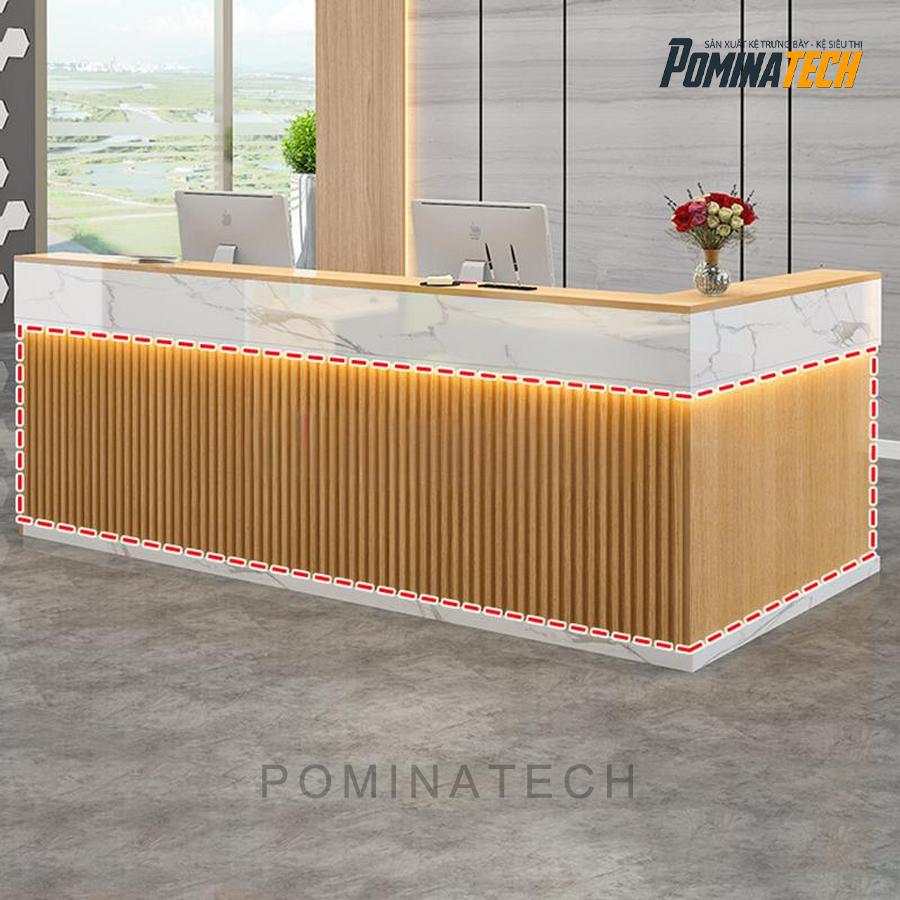 quay le tan go mdf Quầy Lễ Tân Gỗ MDF Với Đèn LED Sang Trọng – Thiết Kế Tinh Tế Cho Không Gian Văn Phòng