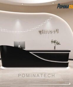 Quầy Lễ Tân Gỗ MDF, Kiểu Dáng Uốn Lượn Tinh Tế cho Văn Phòng Hiện Đại