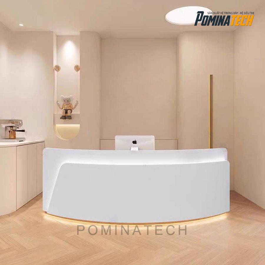 quay le tan go mdf Quầy Lễ Tân Gỗ MDF Với Thiết Kế Mềm Mại, Phù Hợp Với Mọi Văn Phòng