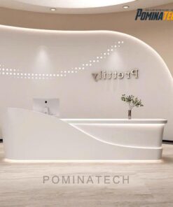 Quầy Lễ Tân Gỗ MDF, Kiểu Dáng Uốn Lượn Tinh Tế cho Văn Phòng Hiện Đại