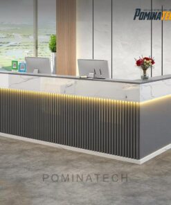 Quầy Lễ Tân Gỗ MDF Với Đèn LED Sang Trọng – Thiết Kế Tinh Tế Cho Không Gian Văn Phòng