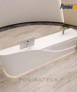 Quầy Lễ Tân Gỗ MDF, Kiểu Dáng Uốn Lượn Tinh Tế cho Văn Phòng Hiện Đại