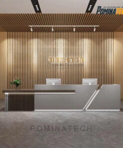 Quầy Lễ Tân Gỗ MDF Cao Cấp – Kiểu Dáng Thẳng Kết Hợp Bo Góc Sang Trọng