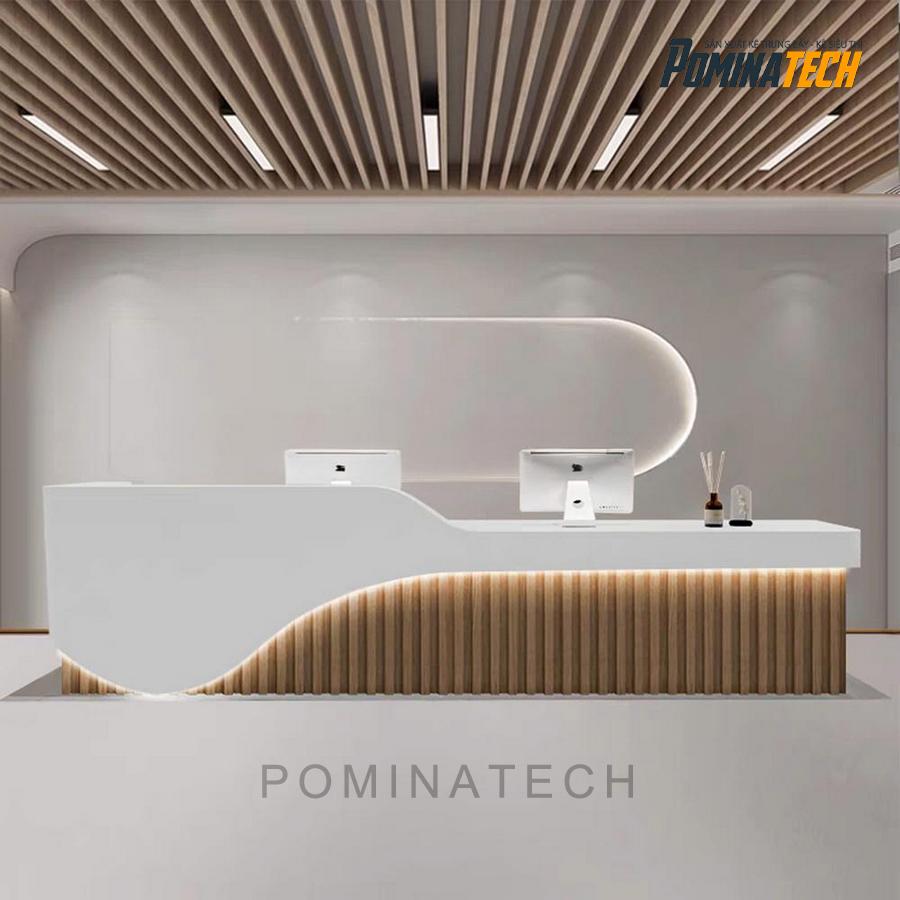 quay le tan go mdf cao cap Quầy lễ tân gỗ MDF cao cấp - Thiết kế hiện đại, sang trọng