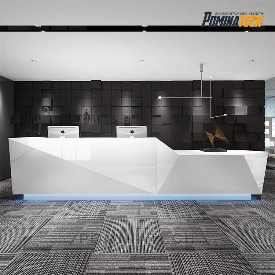 quay le tan go mdf cao cap Quầy Lễ Tân Gỗ MDF Cao Cấp - Kiểu Dáng Hiện Đại, Đèn LED Tinh Tế