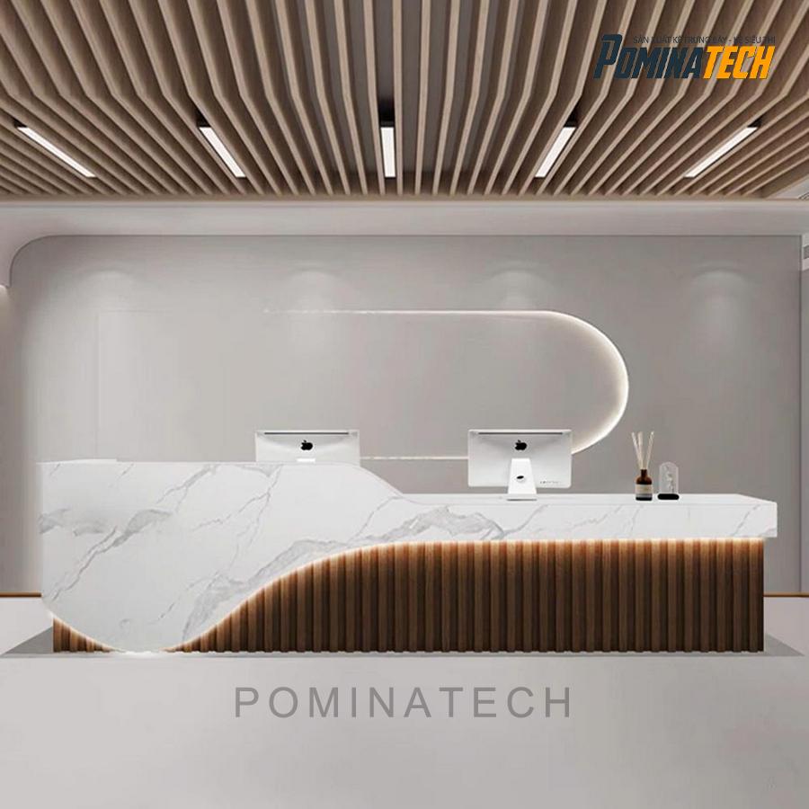 quay le tan go mdf cao cap Quầy lễ tân gỗ MDF cao cấp - Thiết kế hiện đại, sang trọng