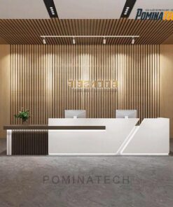 Quầy Lễ Tân Gỗ MDF Cao Cấp – Kiểu Dáng Thẳng Kết Hợp Bo Góc Sang Trọng