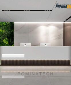 Quầy Lễ Tân Gỗ MDF Cao Cấp, Sang Trọng Kết Hợp Ánh Sáng LED