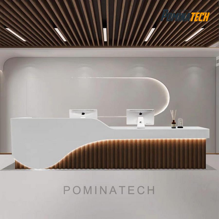 quay le tan go mdf cao cap Quầy lễ tân gỗ MDF cao cấp - Thiết kế hiện đại, sang trọng