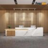 Quầy Lễ Tân Gỗ MDF Cao Cấp – Kiểu Dáng Thẳng Kết Hợp Bo Góc Sang Trọng