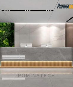 Quầy Lễ Tân Gỗ MDF Cao Cấp, Sang Trọng Kết Hợp Ánh Sáng LED