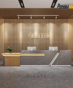 Quầy Lễ Tân Gỗ MDF Cao Cấp – Kiểu Dáng Thẳng Kết Hợp Bo Góc Sang Trọng