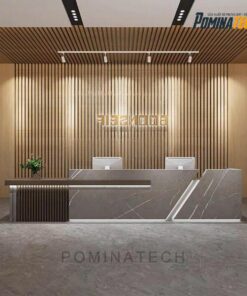 Quầy Lễ Tân Gỗ MDF Cao Cấp – Kiểu Dáng Thẳng Kết Hợp Bo Góc Sang Trọng