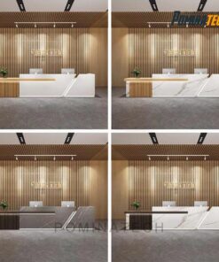Quầy Lễ Tân Gỗ MDF Cao Cấp – Kiểu Dáng Thẳng Kết Hợp Bo Góc Sang Trọng