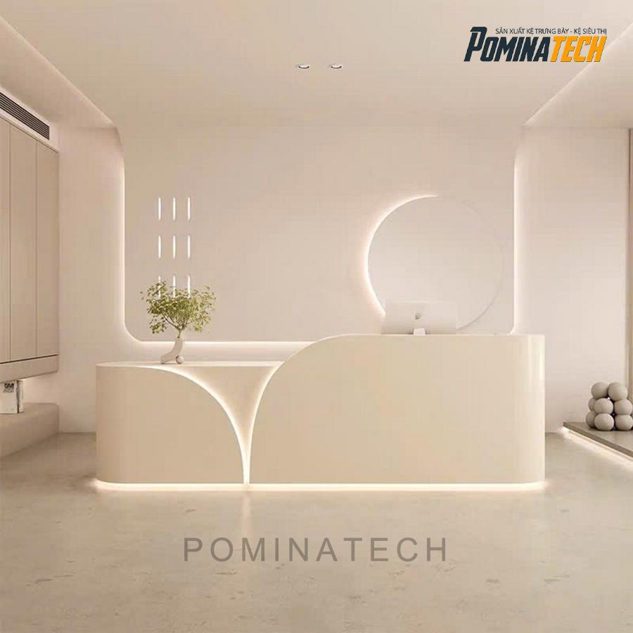 quay le tan go mdf doc dao Quầy Lễ Tân Gỗ MDF Độc Đáo, Thiết Kế Mới Lạ, Phù Hợp Cho Văn Phòng Hiện Đại