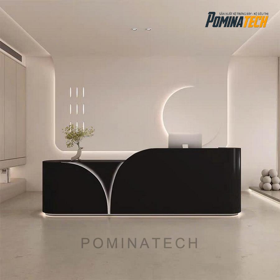 quay le tan go mdf doc dao Quầy Lễ Tân Gỗ MDF Độc Đáo, Thiết Kế Mới Lạ, Phù Hợp Cho Văn Phòng Hiện Đại