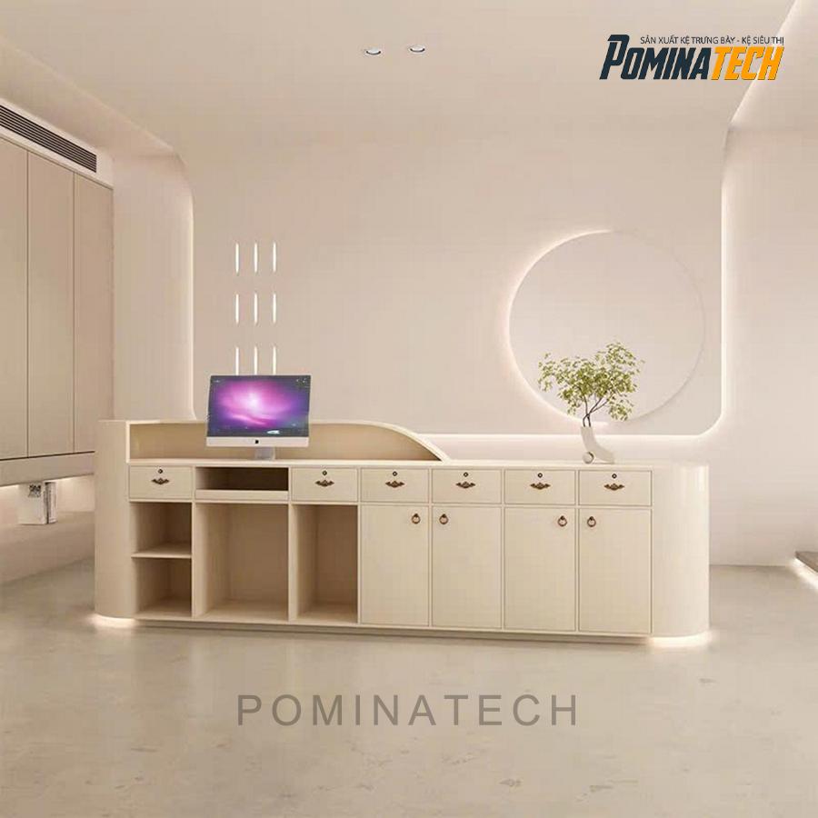 quay le tan go mdf doc dao Quầy Lễ Tân Gỗ MDF Độc Đáo, Thiết Kế Mới Lạ, Phù Hợp Cho Văn Phòng Hiện Đại