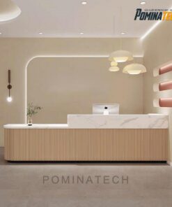 Quầy lễ tân gỗ MDF hiện đại - Thiết kế uốn cong tinh tế, phù hợp mọi không gian