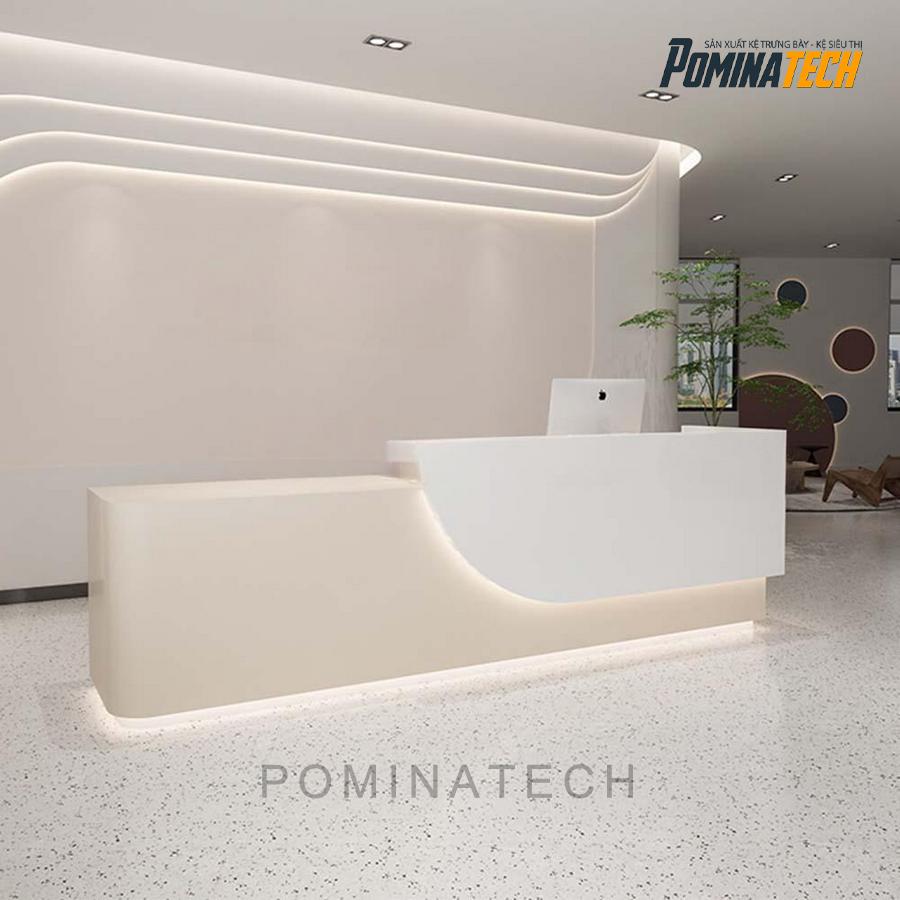 quay le tan go mdf hien dai Quầy Lễ Tân Gỗ MDF Hiện Đại, Thiết Kế Tinh Tế Với Ánh Sáng LED