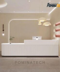 Quầy lễ tân gỗ MDF hiện đại - Thiết kế uốn cong tinh tế, phù hợp mọi không gian