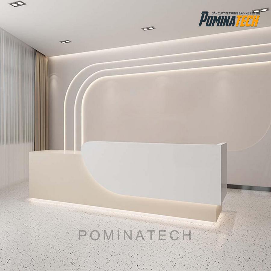 quay le tan go mdf hien dai Quầy Lễ Tân Gỗ MDF Hiện Đại, Thiết Kế Tinh Tế Với Ánh Sáng LED