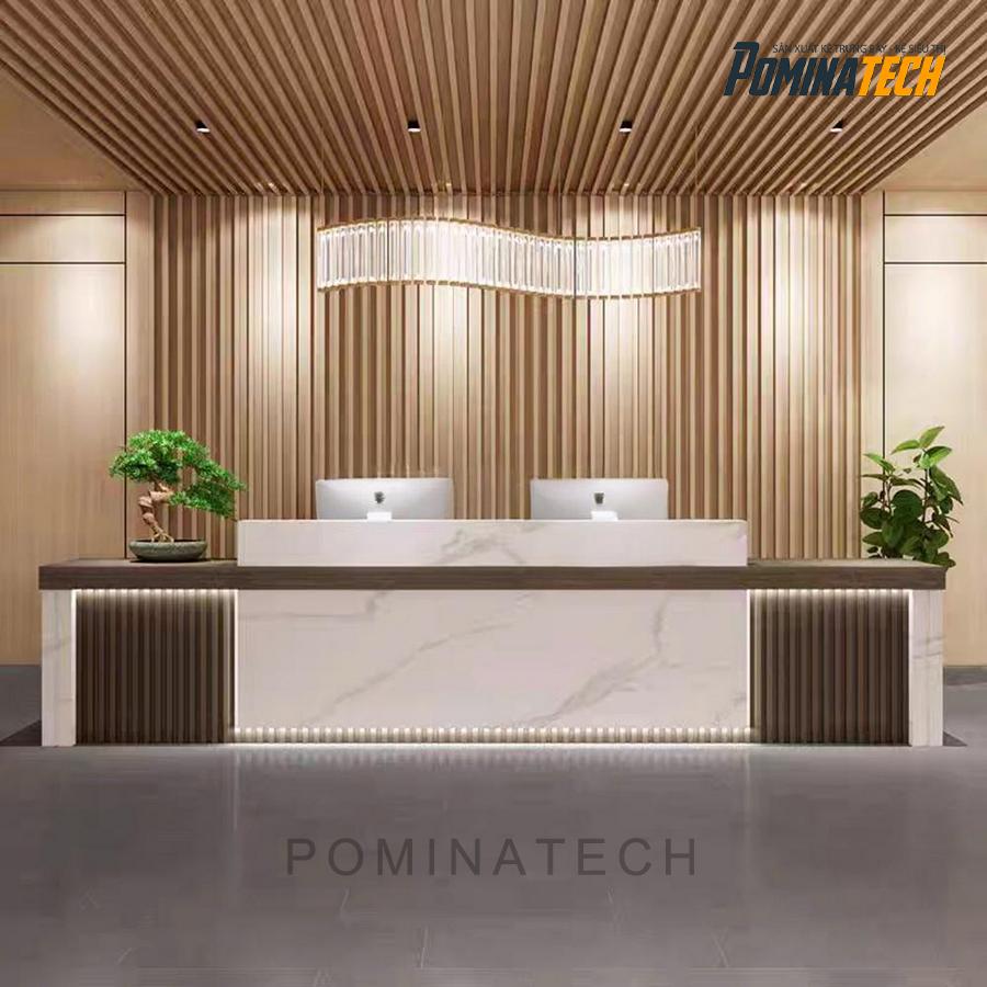 quay le tan go mdf hien dai Quầy Lễ Tân Văn Phòng Gỗ MDF – Đẹp, Bền, Giá Tốt