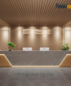 Quầy Lễ Tân Gỗ MDF Hiện Đại - Thiết Kế Đèn LED Tinh Tế, Sang Trọng, Bền Đẹp