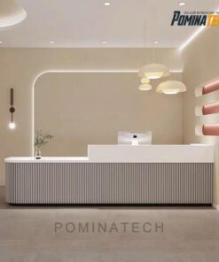Quầy lễ tân gỗ MDF hiện đại - Thiết kế uốn cong tinh tế, phù hợp mọi không gian